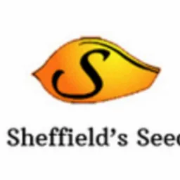 Logo firmy Sheffield's Seed, dostawcy nasion, przedstawiające stylizowaną nasiono w odcieniach pomarańczy i żółci z wpisaną literą 'S'.