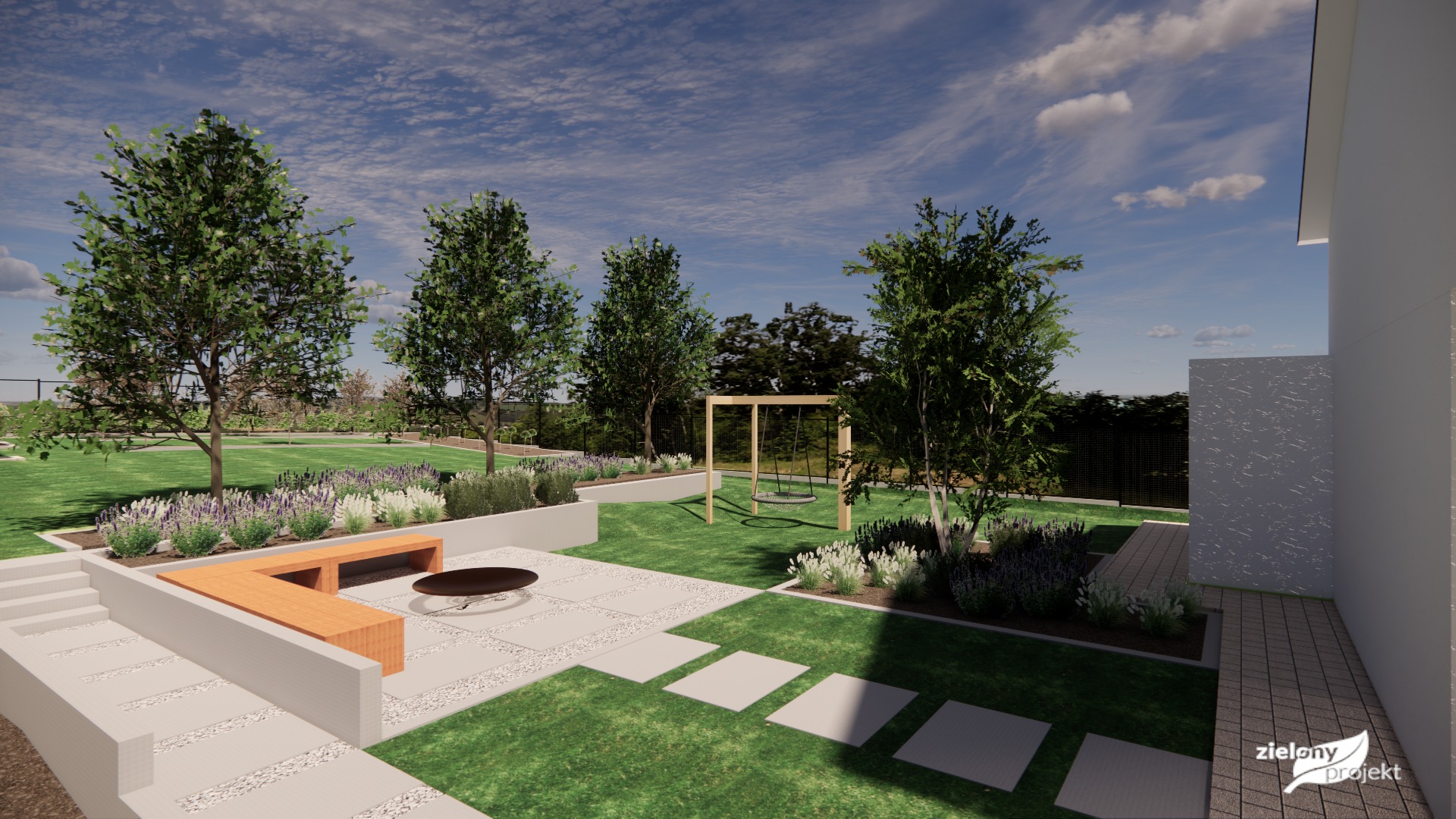 wizualizacja ogrodu na skarpie