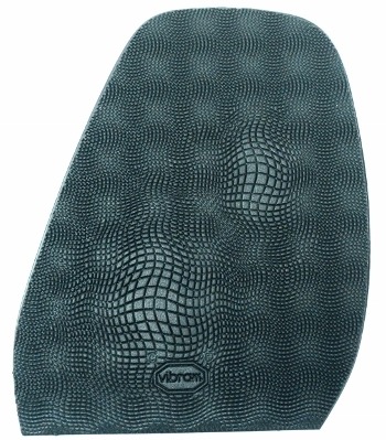 Szara, gumowa podeszwa buta marki Vibram z unikalnym, falistym wzorem siatki, widoczna na białym tle.