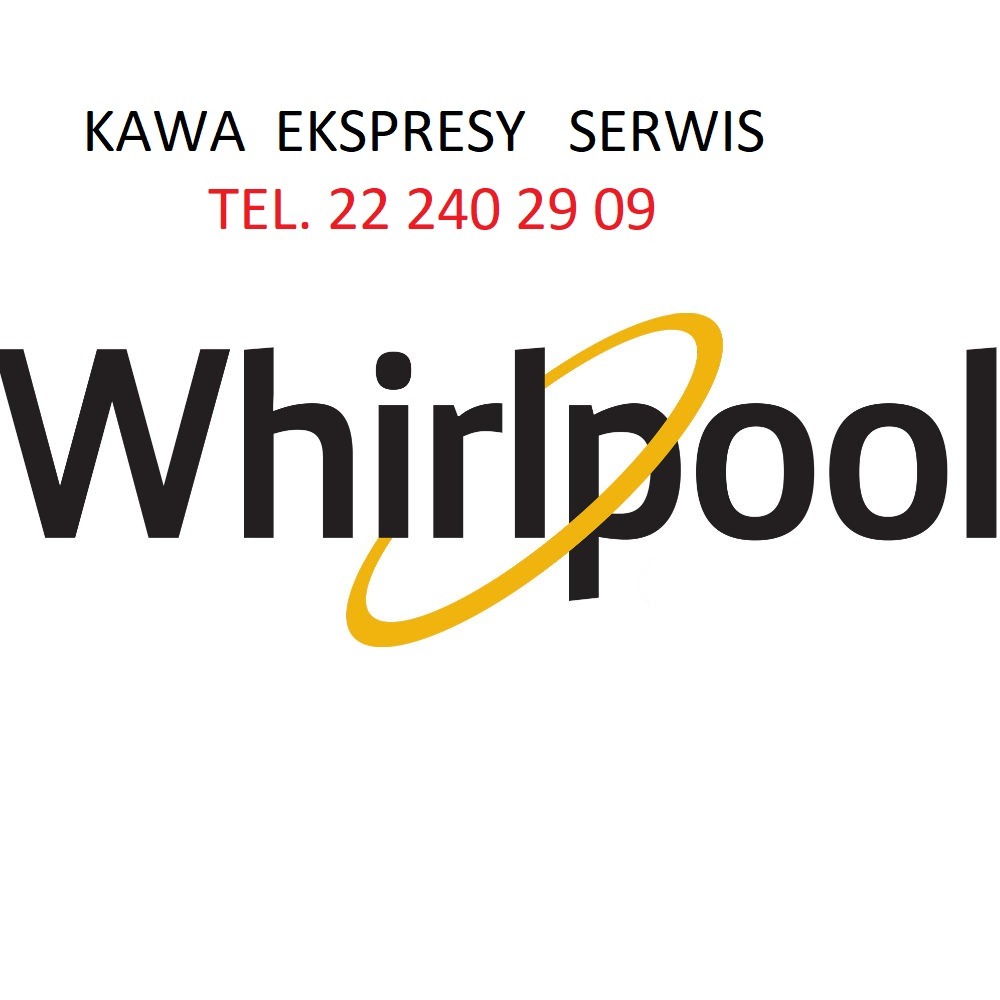 Logo firmy oferującej serwis ekspresów do kawy marki Whirlpool z numerem telefonu.