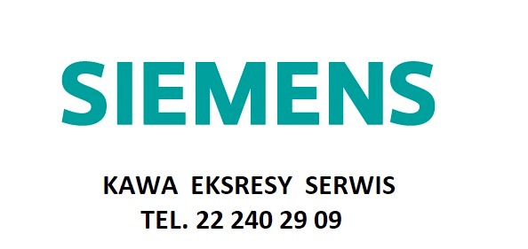 Logo Siemens z informacją o serwisie ekspresów do kawy i numerem telefonu.
