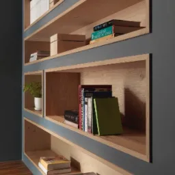 Półki ze sklejki w zabudowie z GK