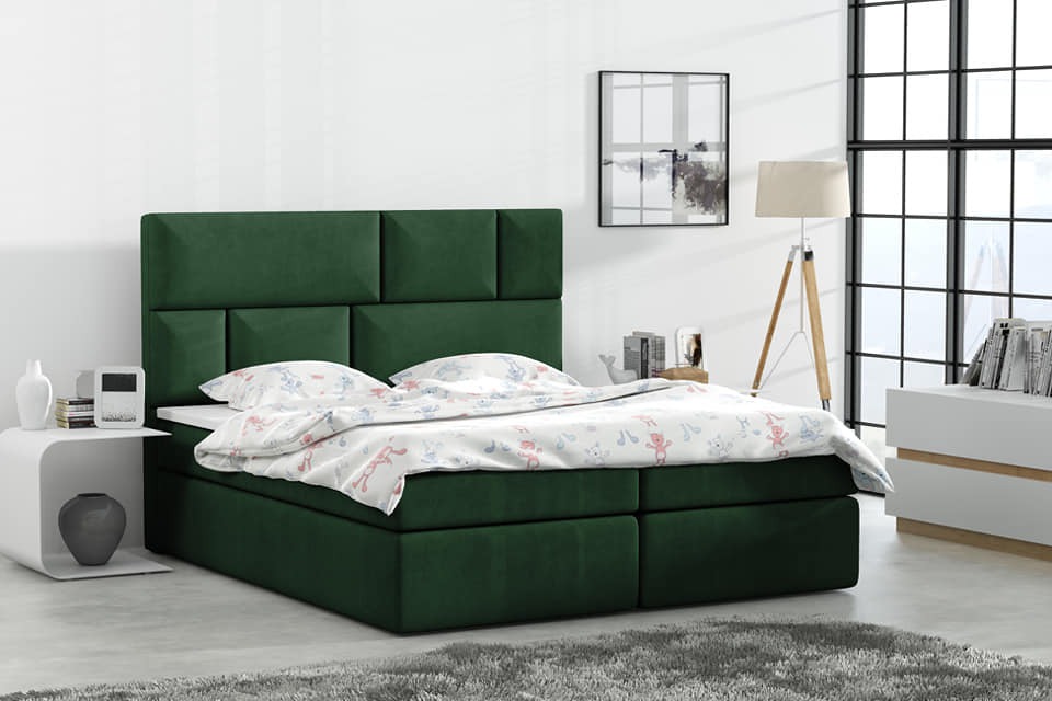 Łóżko kontynentalne butelkowa zieleń