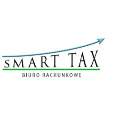 Logo biura rachunkowego Smart Tax z niebieską strzałką skierowaną w górę, symbolizującą wzrost i rozwój.