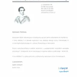 Referencje od VII Liceum Ogólnokształcącego w Warszawie.