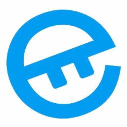 Jasnoniebieskie logo firmy el-instalator.pl przedstawiające stylizowaną literę 'E' z elementami przypominającymi wtyczkę elektryczną, na białym tle.