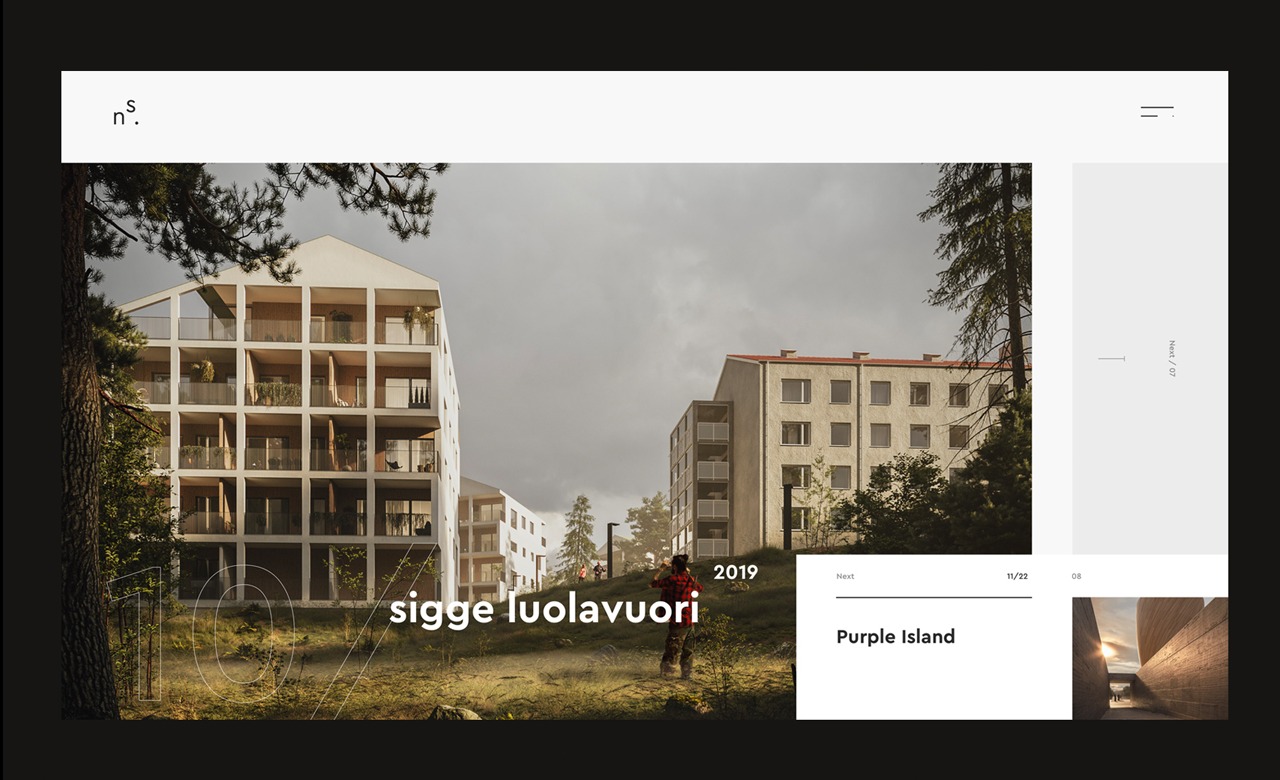 Wizualizacja architektoniczna nowoczesnego apartamentowca z balkonami, widoczna osoba w oddali, w tle starszy budynek mieszkalny, pochmurne niebo.