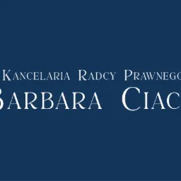 Eleganckie logo Kancelarii Radcy Prawnego Barbara Ciach na granatowym tle.