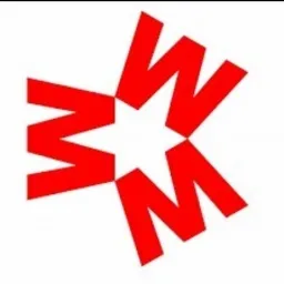 Czerwone logo 'wWm cCc' w formie stylizowanej gwiazdy na białym tle, reprezentujące firmę z Kościerzyny.