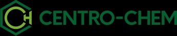 Zielone logo firmy Centro-Chem z symbolem sześciokąta i liter CH po lewej stronie, na czarnym tle.