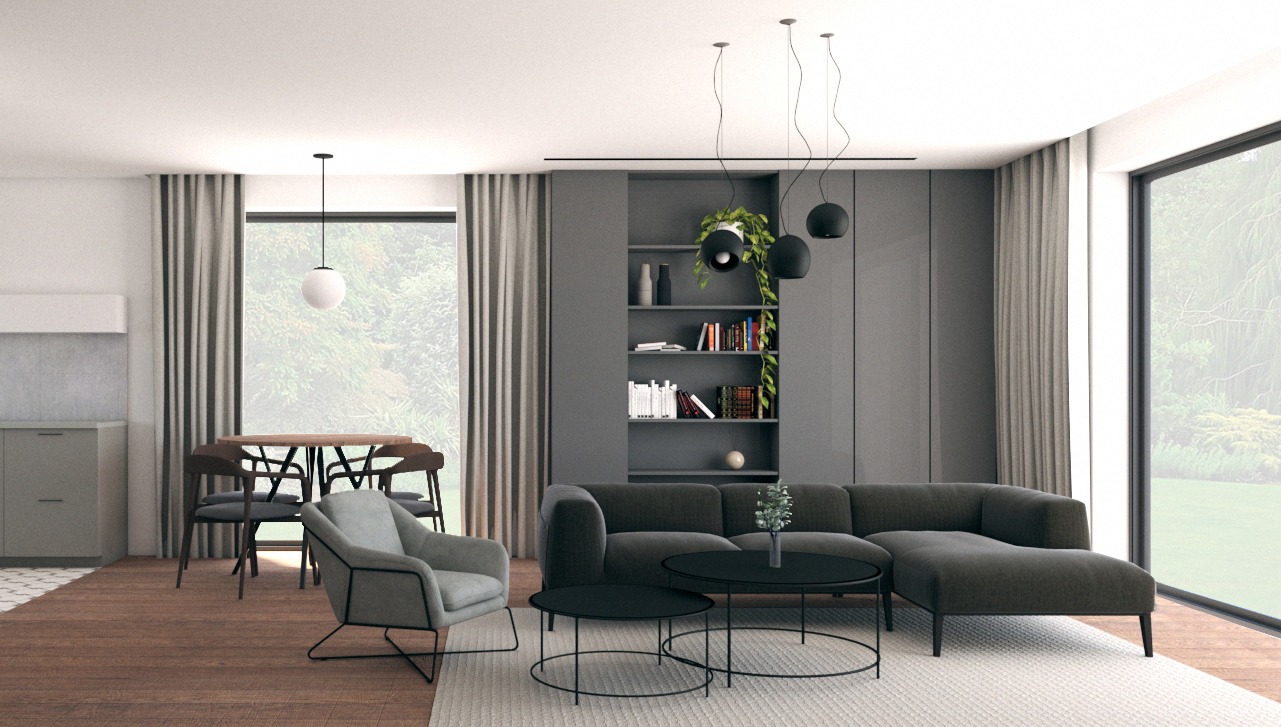 Projekt salonu w domku jednorodzinnym