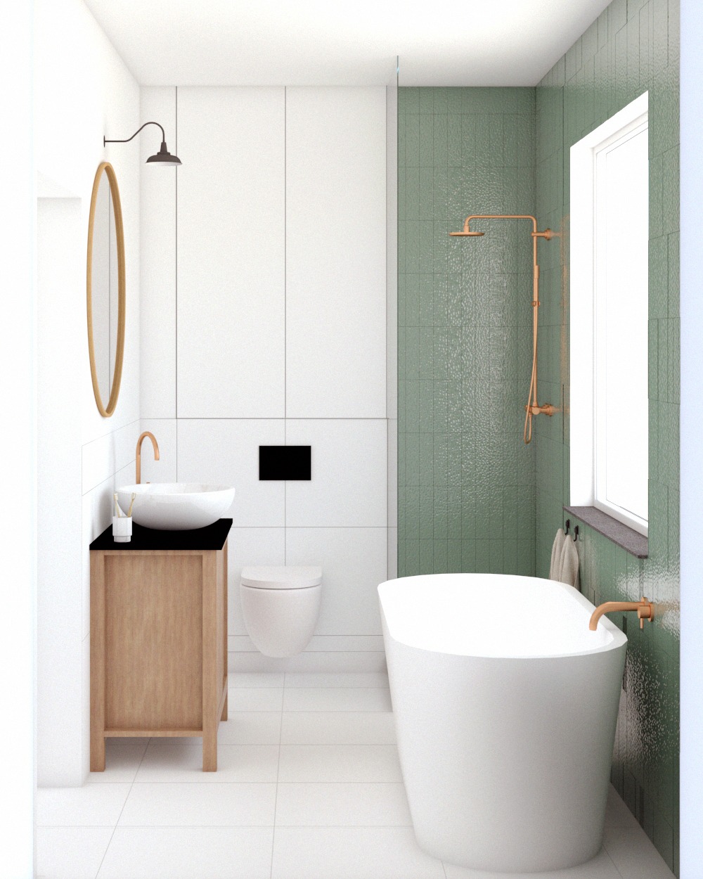 Projekt łazienki w domku jednorodzinnym w Radwanicach