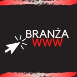 Graficzne logo z napisem 'BRANŻA WWW', gdzie 'WWW' jest w kolorze czerwonym, a obok napisu znajduje się biały kursor myszy, wszystko na czarnym tle z czerwonymi, rozmytymi krawędziami.
