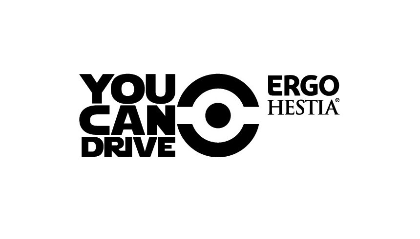 Logo Ergo Hestia z hasłem 'You Can Drive' w czerni na białym tle.