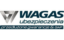 Logo firmy WAGAS ubezpieczenia z hasłem 'przedłużone gwarancje & GAP'.