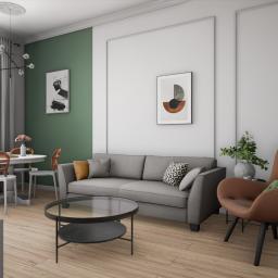 Wnętrza Nieoczywiste - projekt mieszkania w stylu klasycznym - salon, sztukaterie, kolor zielony