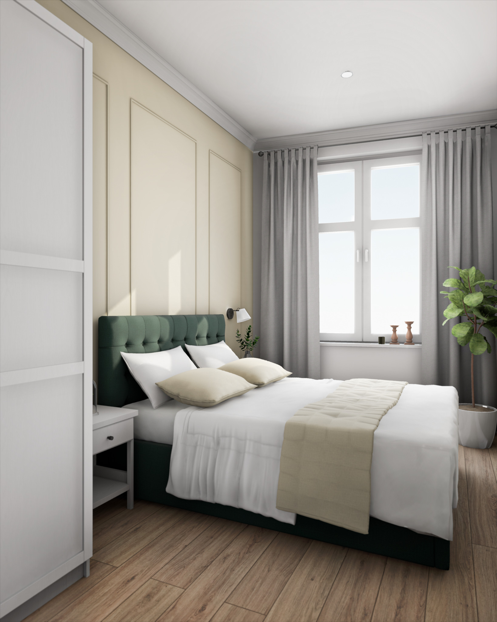 Wnętrza Nieoczywiste - projekt mieszkania w kamienicy - sypialnia, sztukaterie