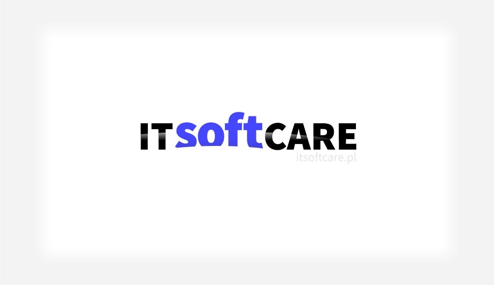 Logo firmy ITsoftCARE z adresem strony internetowej itsotfcare.pl, czarne i niebieskie litery na białym tle.