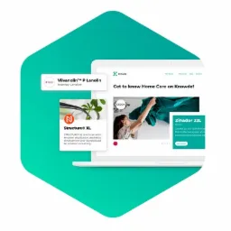 Ekran laptopa prezentujący platformę Knowde dla producentów branży chemicznej, z widocznymi kartami produktów i networkingiem biznesowym, umieszczony na tle w kształcie zielonego heksagonu.