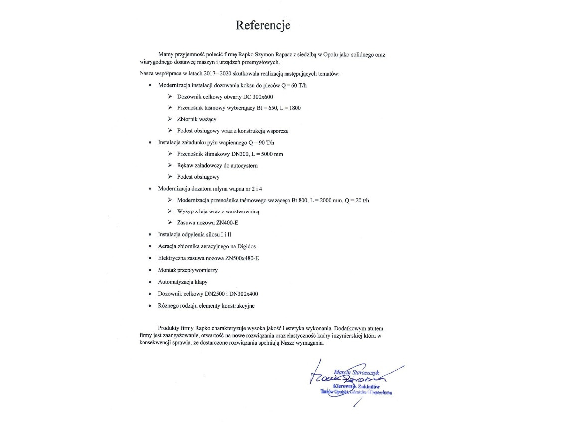 Referencje z firmy Lhoist