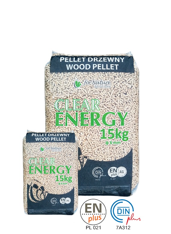 Podwójnie certyfikowany pellet drzewny EN Plus A1 Din Plus z trociny sosnowej.