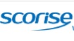 Niebieskie logo firmy Scorise z charakterystycznym podkreśleniem, umieszczone na białym tle.