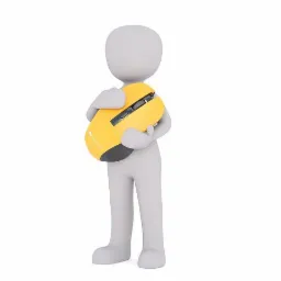 Manekin trzymający żółtą mysz komputerową marki Canyon.