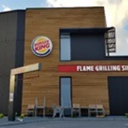 Elewacja eternit, ACM i panele drewniane Burger King