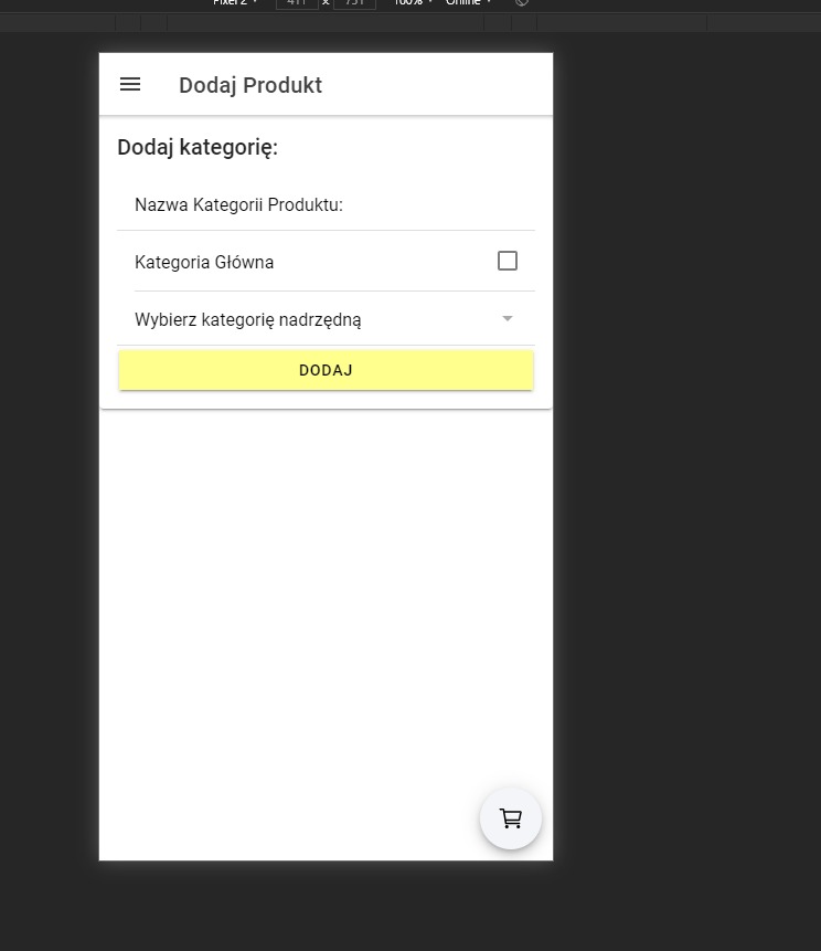 Panel klienta dodawania produktów.