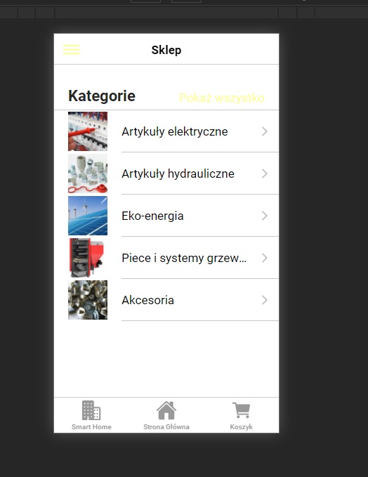 Panel sklepu internetowego z modułem Smart Home