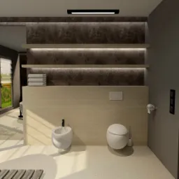 Rodzaj budynku: dom jednorodzinny Rodzaj pomieszczenia: łazienka Wymiary: 4500x4500 Wizualizacja: 4