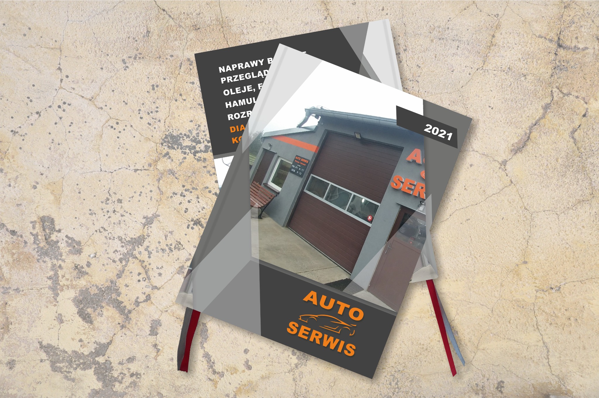 Projekt okładki kalendarza książkowego dla firmy AUTO SERWIS.