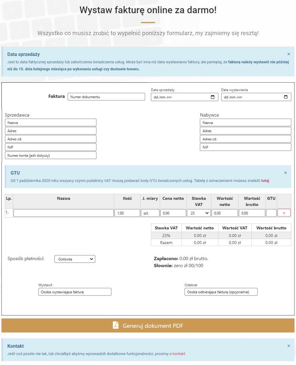 Aplikacja do wystawiania faktur online