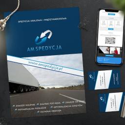 Ulotka oraz wizytówki zaprojektowane dla firmy AM SPEDYCJA