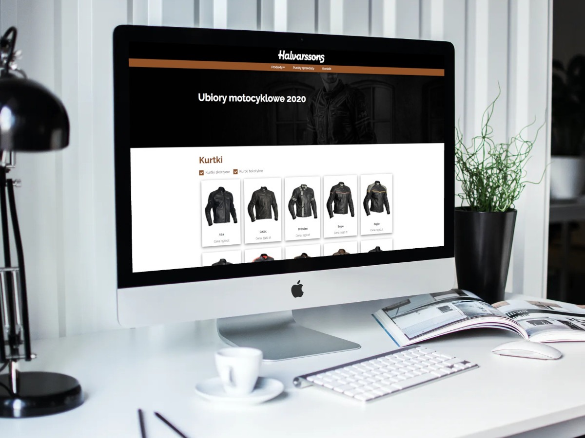 Projekt strony internetowej dla marki Halvarssons (ubiory motocyklowe)