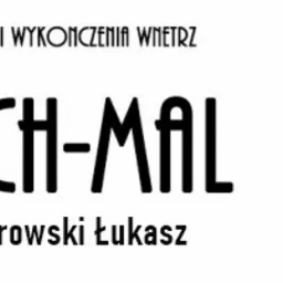 Logo firmy Fach-Mal z Krakowa, oferującej remonty i wykończenia wnętrz, z sylwetką malarza na drabinie.