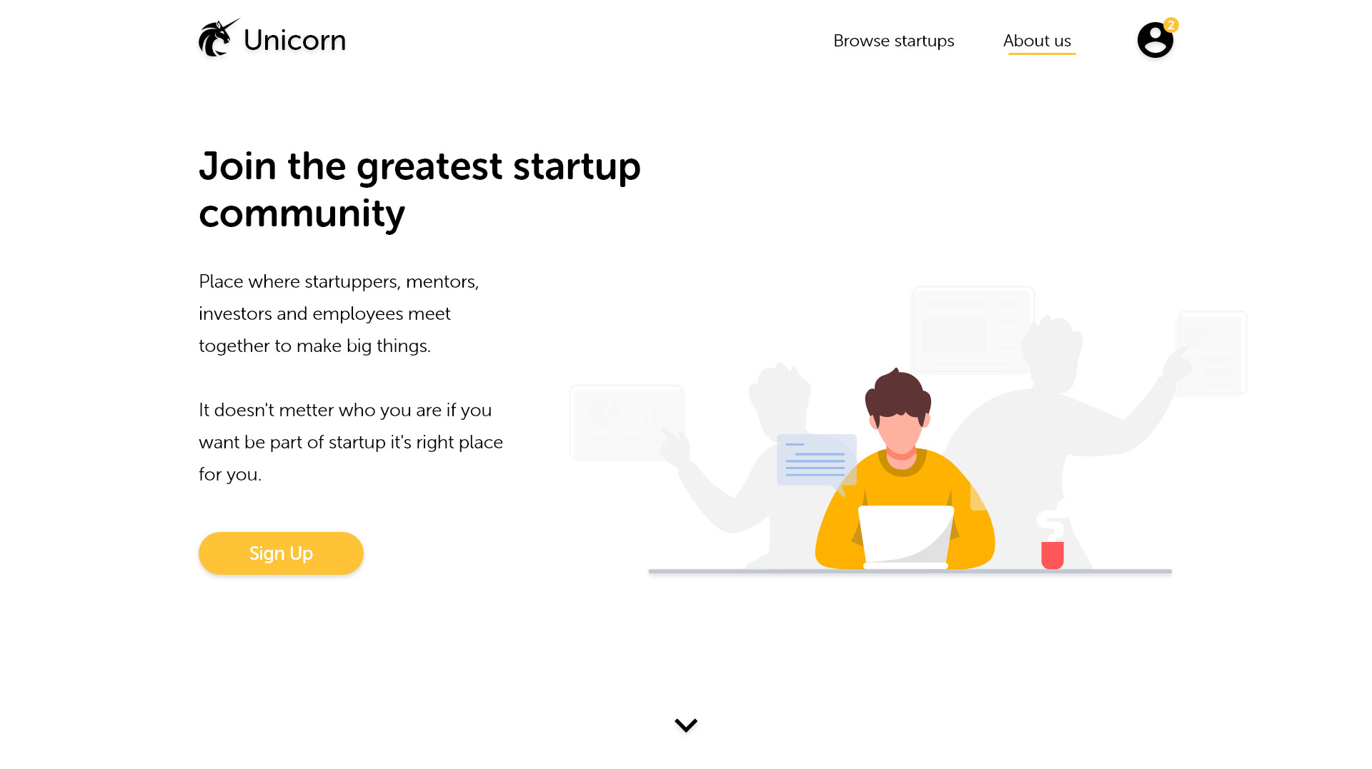 Design strony głównej startupu