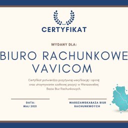 certyfikat dla Vavicom - Biuro Rachunkowe
www.vavicom.pl