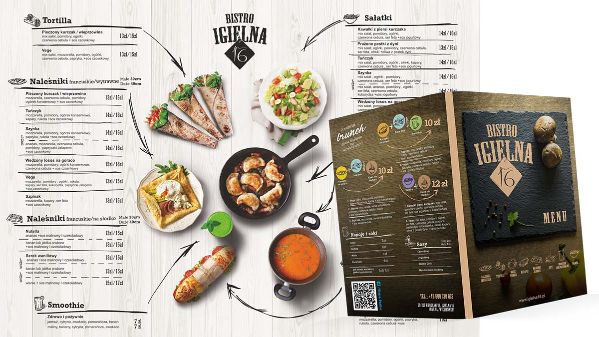 Menu dla lokalu gastronomicznego.