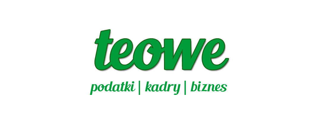 Zielone logo firmy Teowe z hasłem 'podatki | kadry | biznes' na białym tle.