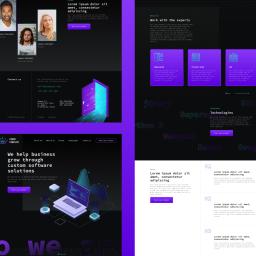 Łukasz Czarnacki - Projektowanie stron www - Projekt strony internetowej prezentujący zespół programistów, technologie i proces tworzenia oprogramowania, z wizualizacją kodu na laptopie i interaktywnymi elementami graficznymi...