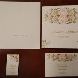 Zaproszenia na ślub, zawieszki, koperty, naklejki na ciasto wraz z personalizacją czy złoceniem (wykonanie projektu + zlecenie wydrukowania w drukarni)
