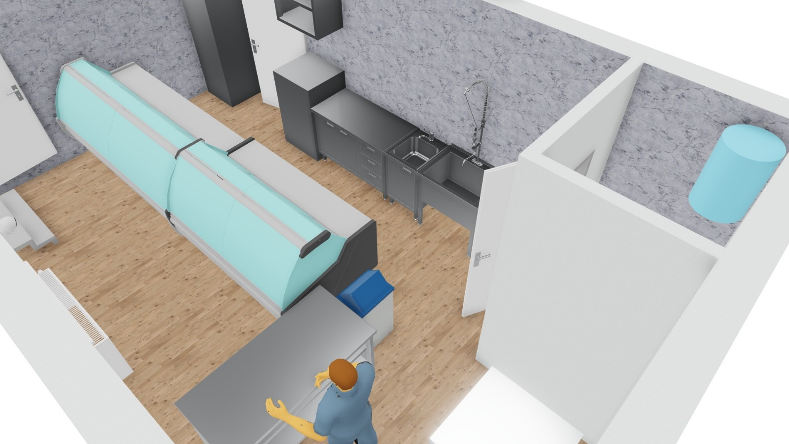 Projekt w technologii 3D, sklep rybny - wizualizacja