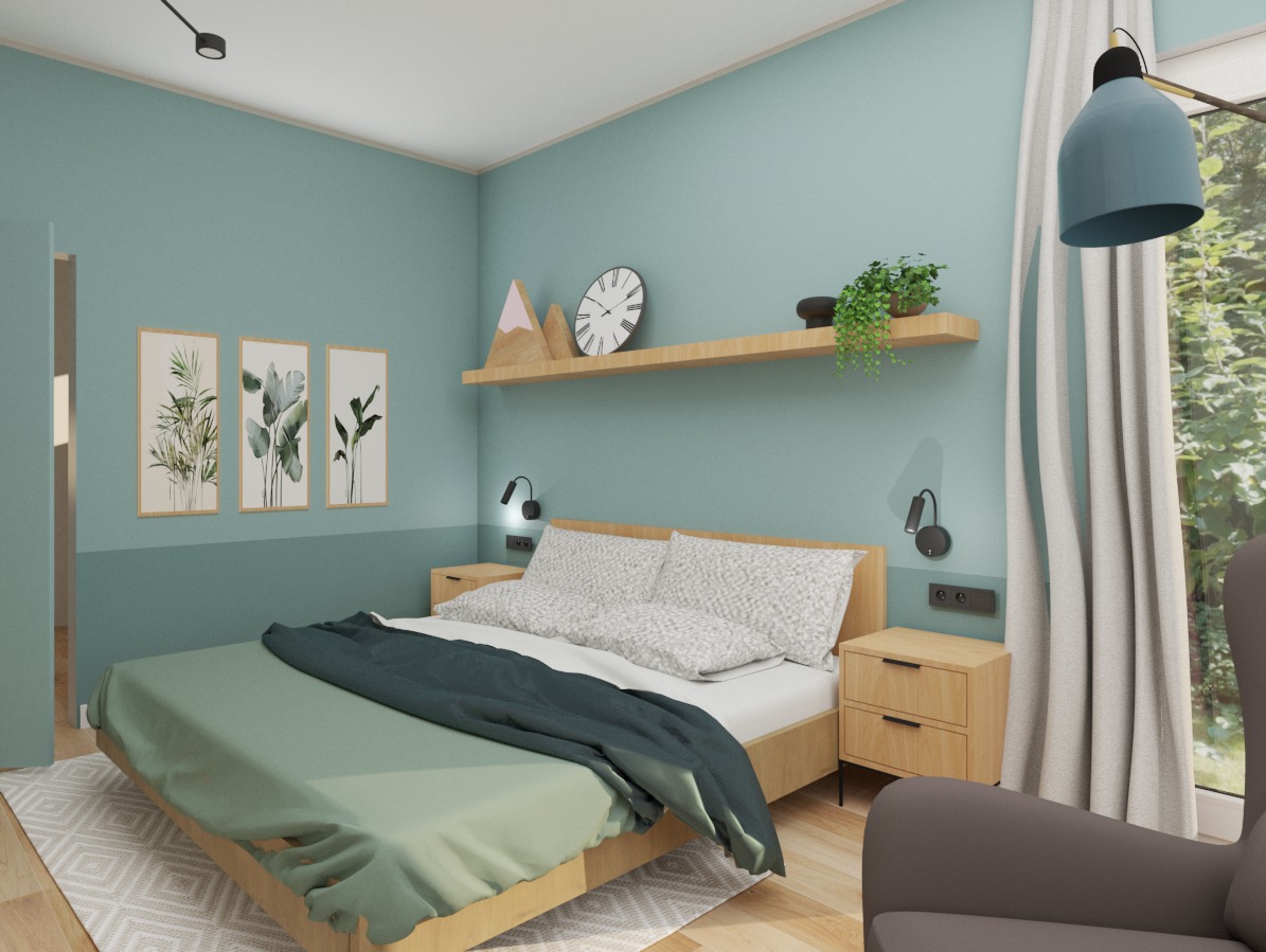 Sypialnia w stylu Mid Century modern