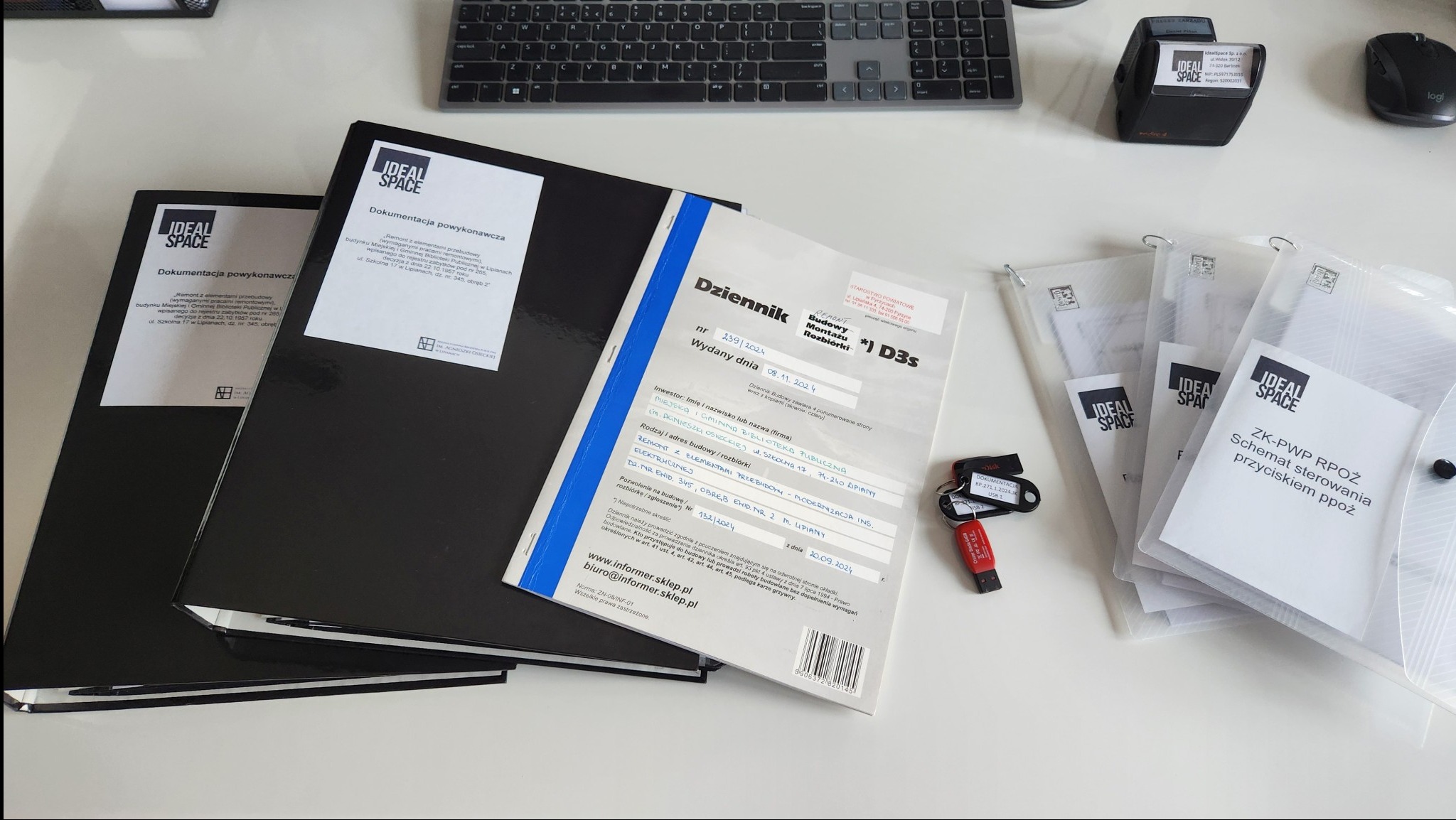 Dokumentacja powykonawcza remontu z elementami przebudowy Miejskiej i Gminnej Biblioteki Publicznej w Lipianach, wpisanej do rejestru zabytków, wraz z Dziennikiem Budowy i kluczem USB z dokumentacją.