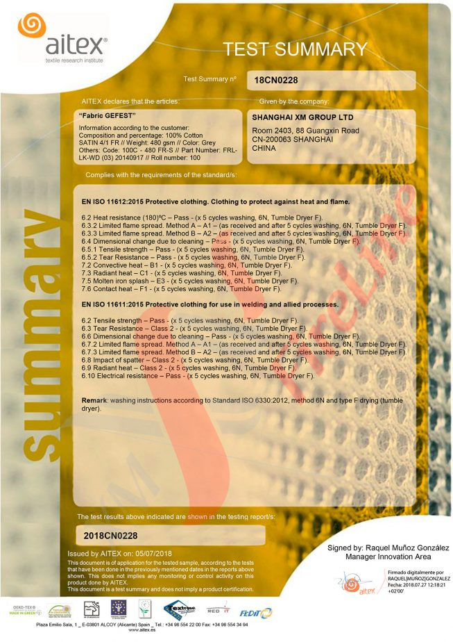 wybrany certyfikat EN11611