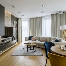Projekt salonu w mieszkaniu o powierzchni 78m2 w Warszawie 
