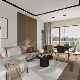 Projekt salonu w mieszkaniu o powierzchni 120m2 na warszawskich Bielanach.