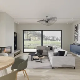 Projekt salonu w domu o powierzchni 220m2 w Piasecznie koło Warszawy