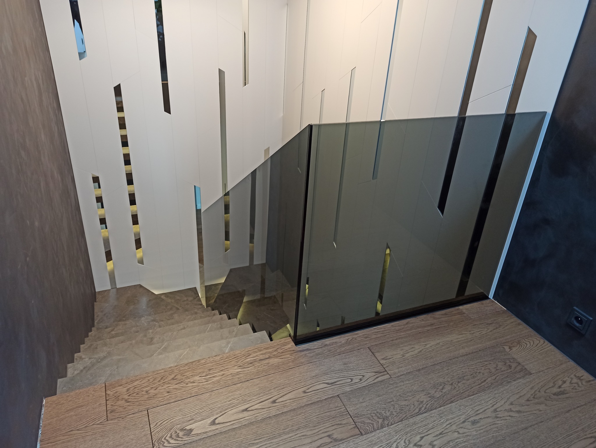 Balustrada szkło hartowane laminowane grafit